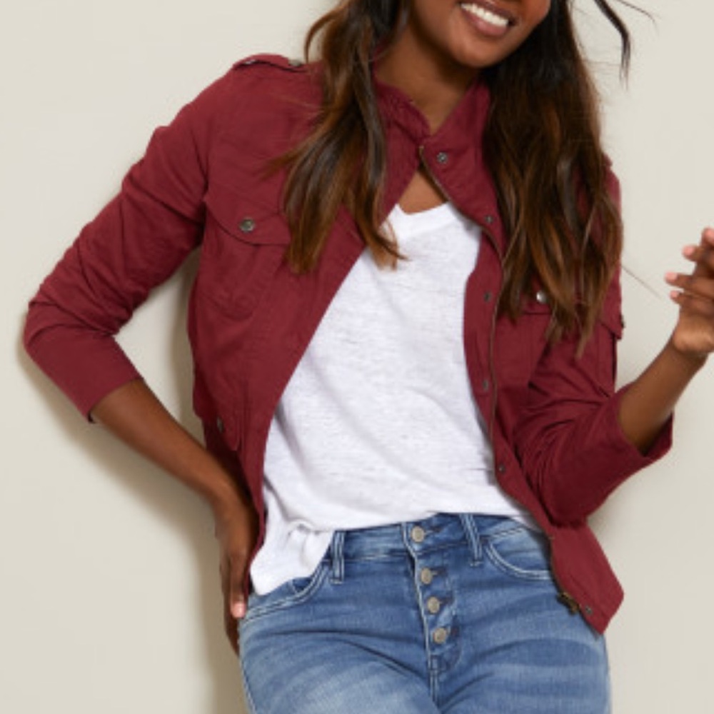 Thread & Supply Brick Red stylish cargo utility jacket